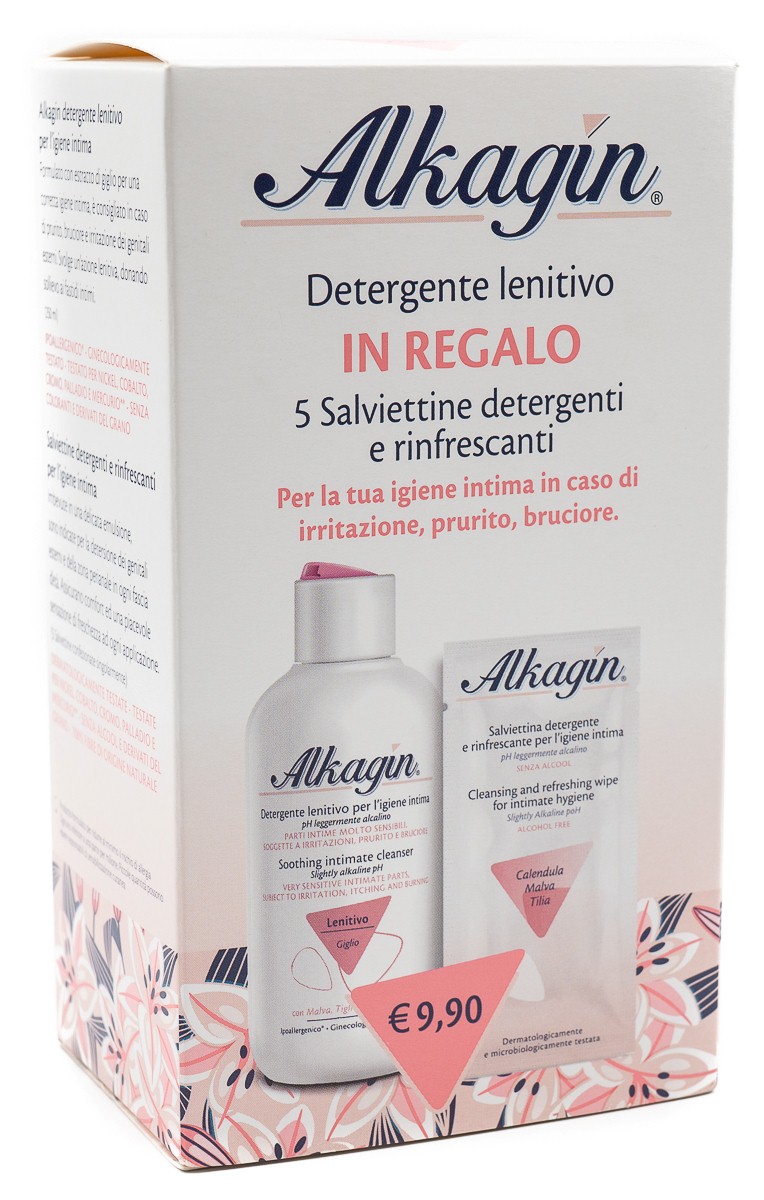 Alkagin Detergente Lenitivo 250ml + 5 Salviettine Detergenti