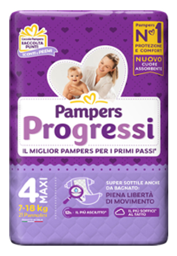 Pannolini Pampers Progressi Fit Prime Maxi Taglia 4 (7-18 Kg) - Confezione Da 126 - Foto 2