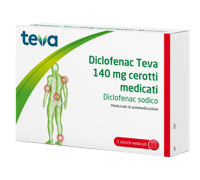 Diclofenac Teva antinfiammatorio 140mg dolori muscolari e articolari mal di schiena 5 cerotti medicati