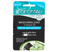 Geomar Maschera Viso 5 Minuti Detox e Anti-Impurità con Aloe Vera Bio e Argilla Nera 2 Dosi