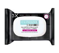 Clinians Detox Salviette Struccanti Viso Occhi e Labbra con Carbone Detox 25 Salviette
