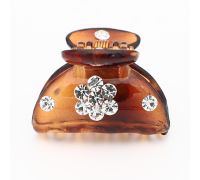 Mollettina Fiorellini con Strass Marrone 1pz