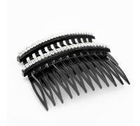 Pettine Doppia Fila Strass Nera 1pz