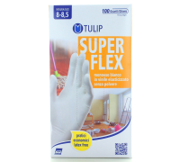 Tulip Superflex Guanti In Vinile Bianco Elasticizzato Monouso Senza Polvere 100 Pezzi Misura 8-8 5