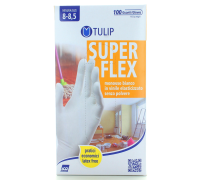 Tulip Superflex Guanti In Vinile Bianco Elasticizzato Monouso Senza Polvere Misura 8-8,5 100pz 