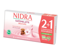 Nidra saponelatte delicato con latte di mandorla confezione risparmio 3 panetti x 90 grammi