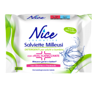 Nice Cosmetics Salviettine Milleusi Detergenti Per Adulti E Bambini Effetto Igienizzante con Glicerina e Pantenolo 20 salviette