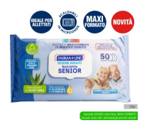 Farmaline Salviette Senior Con Estratti di Aloe Vera Glicerina e Vitamina E 50 Salviette