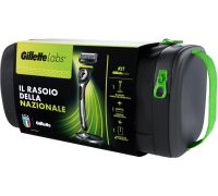 Gillette labs kit rasatura uomo con rasoio con base magnetica + crema idratante + astuccio da viaggio