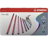 Stabilo pen 68 pennarello premium colori assortiti scatola in metallo 40 pezzi