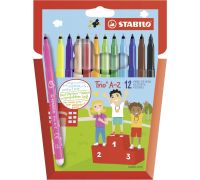 Stabilo trio a-z pennarello a punta fine e fusto triangolare colori assortiti 12 pezzi