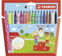 Stabilo trio a-z pennarello a punta fine e fusto triangolare colori assortiti 18 pezzi