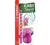 Stabilo easygraph school set in rosa per destrimani con gomma + temperino