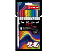 Stabilo pen 68 brush arty pennarello premium con punta a pennello colori assortiti 12 pezzi