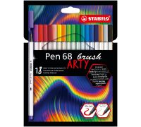 Stabilo pen 68 brush arty pennarello premium con punta a pennello colori assortiti 18 pezzi