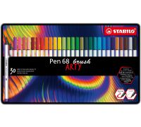 Stabilo pen 68 brush arty pennarello premium con punta a pennello colori assortiti scatola in metallo 30 pezzi