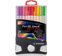 Stabilo pen 68 brush colorparade arty pennarello premium con punta a pennello colori assortiti 20 pezzi