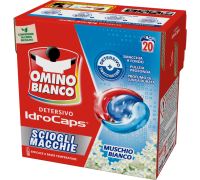 Omino bianco idrocaps sciogli macchie detersivo lavatrice 20 pezzi