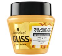 Gliss hair repair maschera 2-in-1 olio nutriente pre e post-lavaggio capelli fragili e sfibrati 300ml
