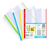 Mitama buste forate trasparenti con bordo colorato 23,5 x 30cm 25 pezzi