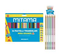 Mitama pastelli triangolari in legno colori assortiti 36 pezzi
