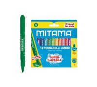 Mitama jumbo pennarelli super lavabili punta maxi colori assortiti 12 pezzi