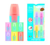 Mitama pastel mini evidenziatori punta 5mm colori pastello assortiti 4 pezzi