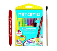 Mitama colorissimo penarelli superlavabili colori assortiti 6 pezzi + pennello omaggio