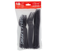 Happy Hours set posate black cucchiaio forchetta e coltello 6+6 +6