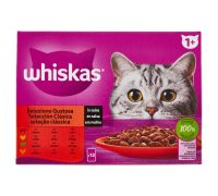 Whiskas selezione gustosa cibo umido in salsa con manzo pollo e agnello per gatto 12 x 85 grammi