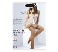 Solidea Brigitte 70 denari sheer 12-15 mmhg calze autoreggenti preventive micro rete colore moka taglia 4-l