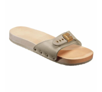 Scholl Pescura Flat zoccoli con tomaia in pelle regolabile colore sabbia misura 46