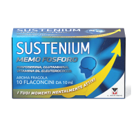 Sustenium Memo Fosforo integratore alimentare con Fosfoserina, Glutammina, Vitamina B6 ed Eleuterococco, 10 flaconcini