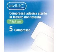 Alvita garza adesiva sterile in tessuto non tessuto 7,2x5cm 5 pezzi