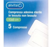 Alvita garza adesiva sterile in tessuto non tessuto 10x8cm 5 pezzi