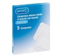 Alvita garza adesiva sterile in tessuto non tessuto 15x15cm 5 pezzi
