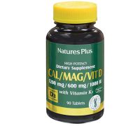 Natures Plus Calcio Magnesio Vitamina D con Vitamina K2 90 tavolette
