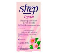 Strep Crystal Strisce Depilatorie Trasparenti Viso e Parti Delicate 20 Strisce + 4 Salviettine Post-Epilazione