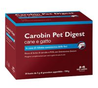 Carobin Pet Digest cane e gatto mangime complementare in caso di ridotta consistenza delle feci 30 bustine