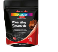 Massigen sport power whey 100% concentrate proteine gusto cioccolato 420 grammi