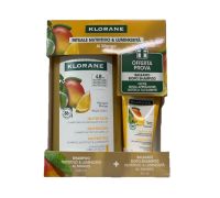 Klorane rituale nutritivo & luminosità al mango per capelli secchi kit con shampoo 400ml + balsamo 50ml