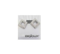 Biojoux White Pave Open Squar orecchini anallergici in acciaio chirurgico