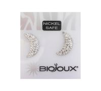 Biojoux White Crystal Moon orecchini anallergici in acciaio chirurgico