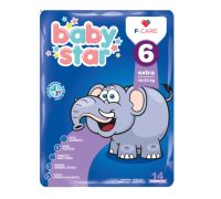 Babystar pannolini 16-30kg taglia 6 extra 14 pezzi