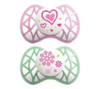 Nuvita succhietto con tettarella ortodontica 6mesi+ rosa e verde 2 pezzi