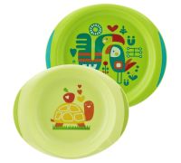 Chicco set piatto fondo + piatto piano 12m+
