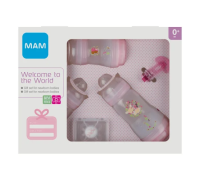 Mam Benvenuto Al Mondo cofanetto colore rosa con 3 biberon +1 succhietto + 1 clip