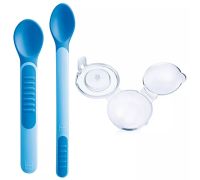 mam Heat Sensitive Spoons & Cover cucchiaino con coperchio 6m+ 2 pezzi
