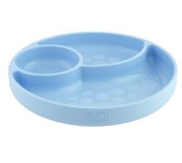 Chicco piatto in silicone con ventosa per bambini colore azzurro