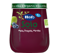 Hero Solo mela fragola e mirtillo biologici omogeneizzato 120 grammi  